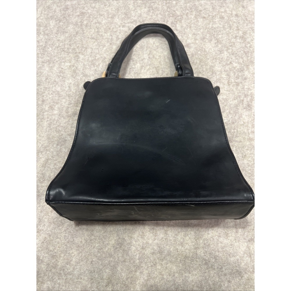 Vintage Liz Claiborne Black Small Tote 3 Compartments Outside Pocket Roomy - Picture 2 of 7